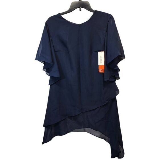 Women's 2 Pieces Pantsuits Navy Short Sleeve Chiffon Ankle Length Formal Size 12 - Picture 4 of 13